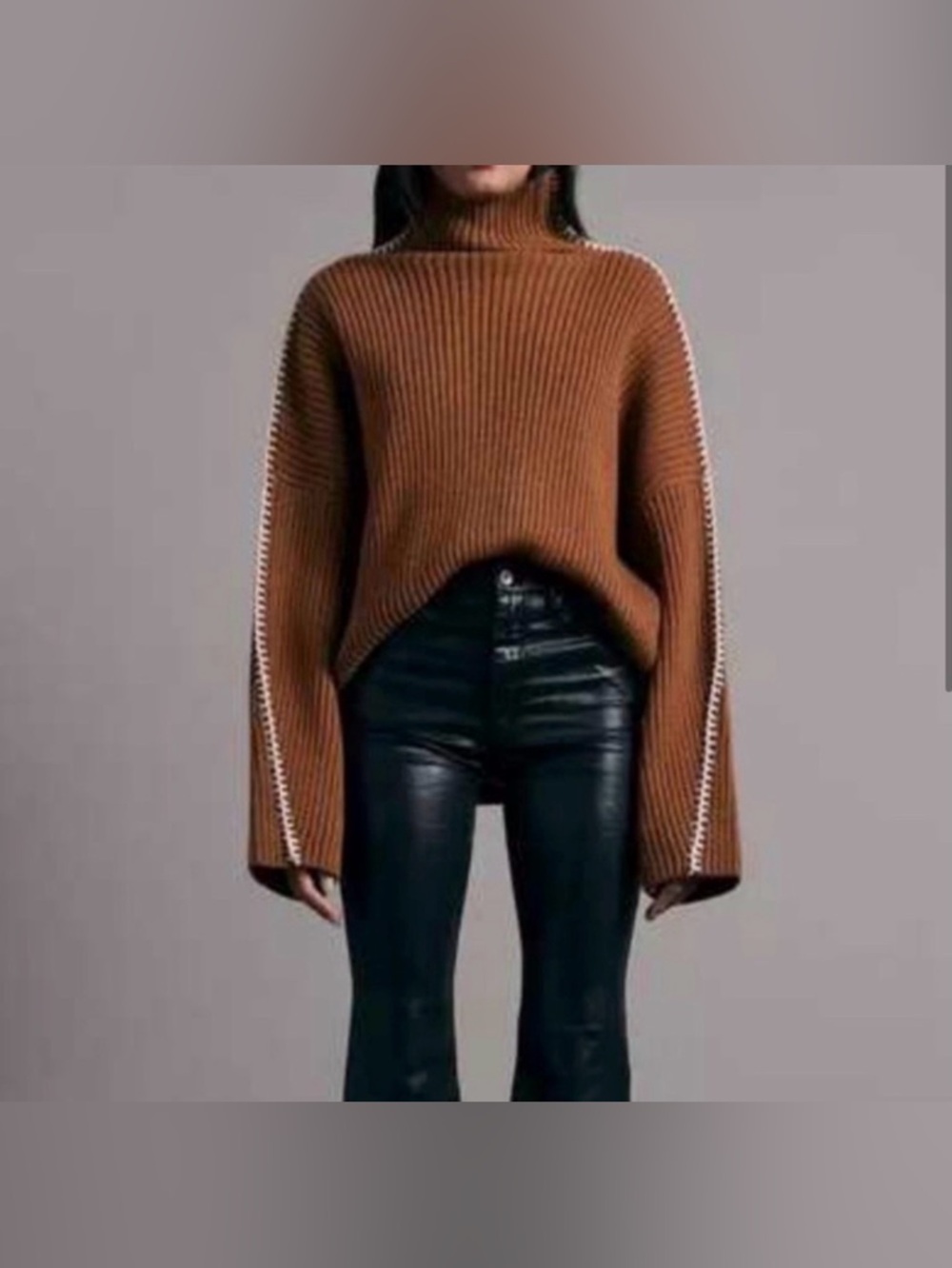 NEW Rag & Bone Ingrid Wool Turtleneck Sweater Chestnut XS